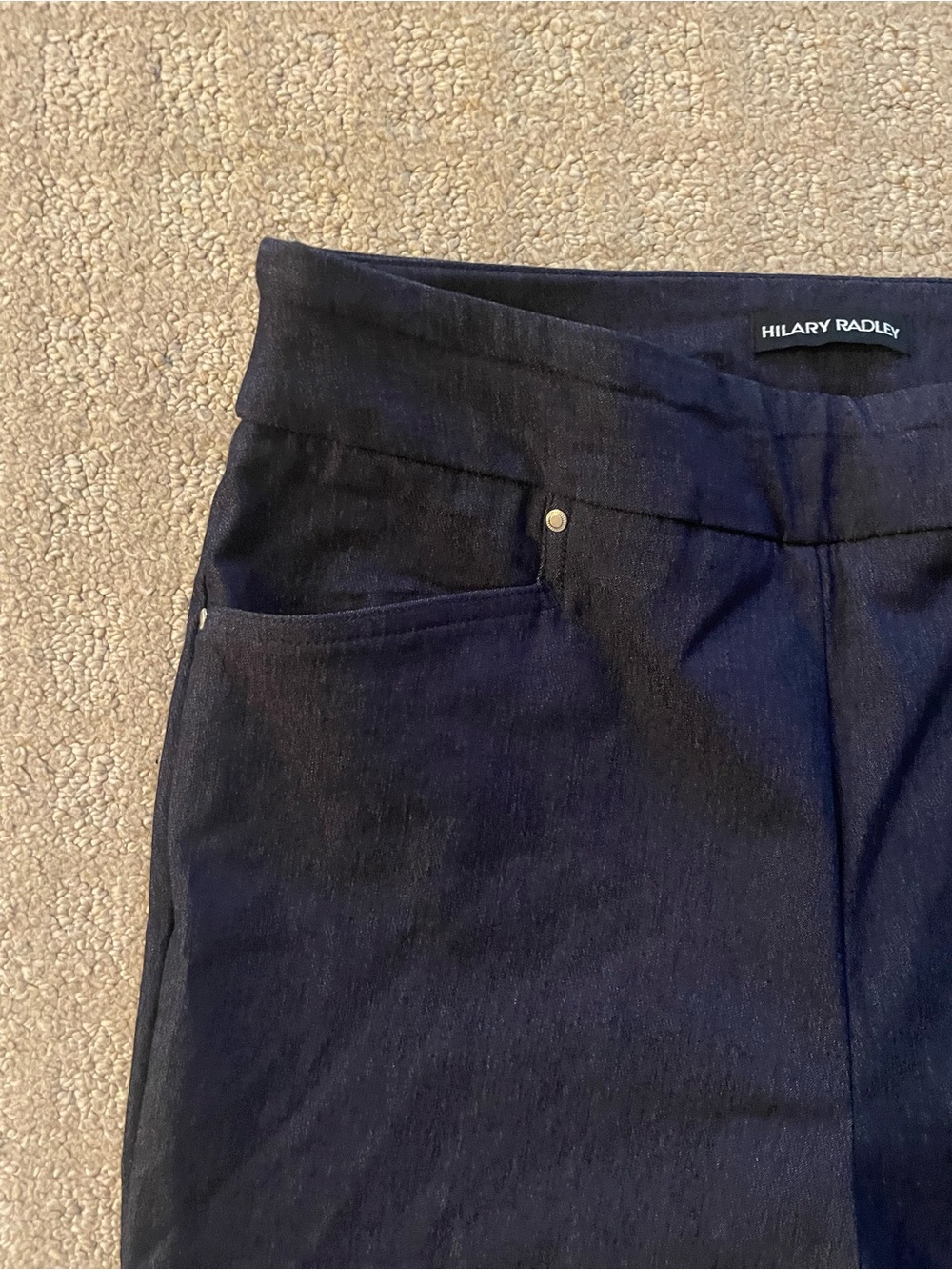 Hilary Radley Stretch Pull On Pants Dark Wash Slim Work Pants M - Picture 2 of 5